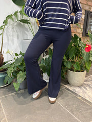 Navy Flared Pull on Trousers