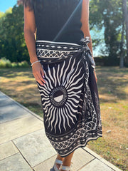 Monochrome Longline Celestial Sun Wrap Skirt