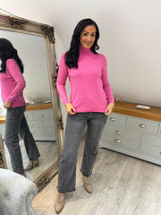 Candy Pink Sparkle Roll Neck Susan