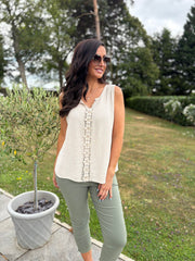 Stone Flower Detail Vest Top Nina