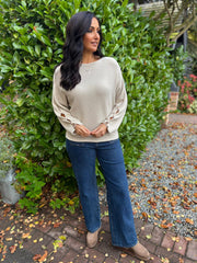 Stone Sleeve Detail Knit Top Julia