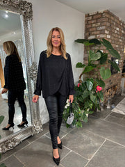 Black Crossover Diamante Top Ruth