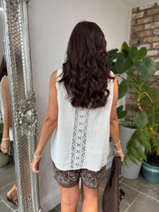 Stone Sleeveless Bubble Cotton Top Jean