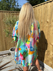 Multicolour Brushstroke Longline Shirt Polly