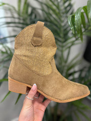 Mocha Weaved Panel Western Boots