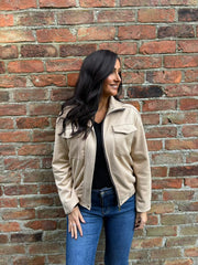 Stone Faux Suede Jacket Shana