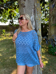 Denim Abstract Pattern Knit Tori