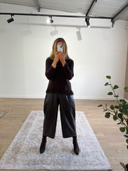 Chocolate Long Sleeve Fringed Knit Amara
