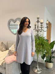 Grey Chevron Knit Jumper Dress Kelly