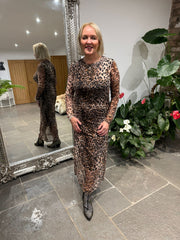 Natural Leopard Mesh Dress Sofia