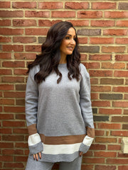 Grey Striped Trim Knit Ophelia