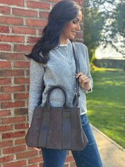 Chocolate Multi Fabric Handbag