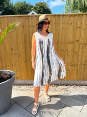 Black Brushed Stripe Panel Dress Jodie