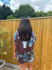 Chocolate Botanical Vase Print Top Ruby