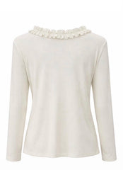 White Ruffle Detail Top Jeanelle