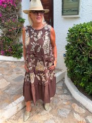 Chocolate Embroidery Tiered Dress Sammie