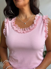 Pink Ruffle Vest Simone