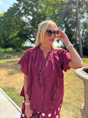Wine Ruffle Top Mackenzie