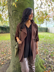 Chocolate Tie Waist Jacket Charlotte