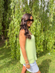 Lime Bubble Cotton Crochet Strap Vest Penny