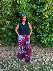 Wine Coastal Palm Trousers Naomi