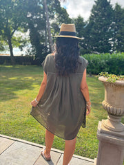 Khaki Broderie Floral Dress Brooke