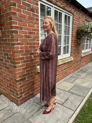 Wine Pattern Stripe Shimmer Dress Freya