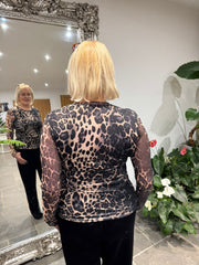 Grey Leopard Mesh Top Sofia