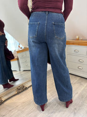 Dark Denim Barrel Leg Jeans