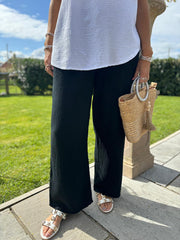 Black Bubble Cotton Trousers
