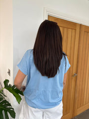Blue Metallic Flower Top Kenedy