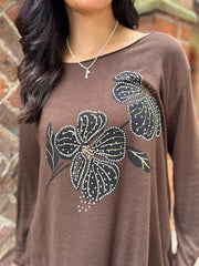 Chocolate Embellished Flower Top Selina