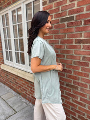 Khaki Asymmetric Frill Top Coralie