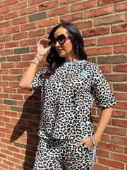 Blue Leopard Sweat Top Martha