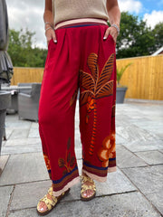 Red Tropical Print Trousers Maya