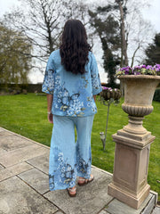 Blue Floral Butterfly Top Reeva