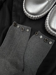 Grey Ribbed Rose Bead Socks