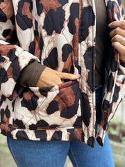 Chocolate Leopard Quilted Coat Adele