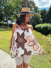 Chocolate Broderie Floral Vest Top Becky