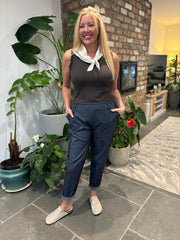 Denim Look Frill Pocket Trousers Sasha