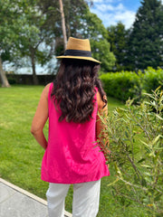 Raspberry Embellished Tree Of life Vest Top Olivia