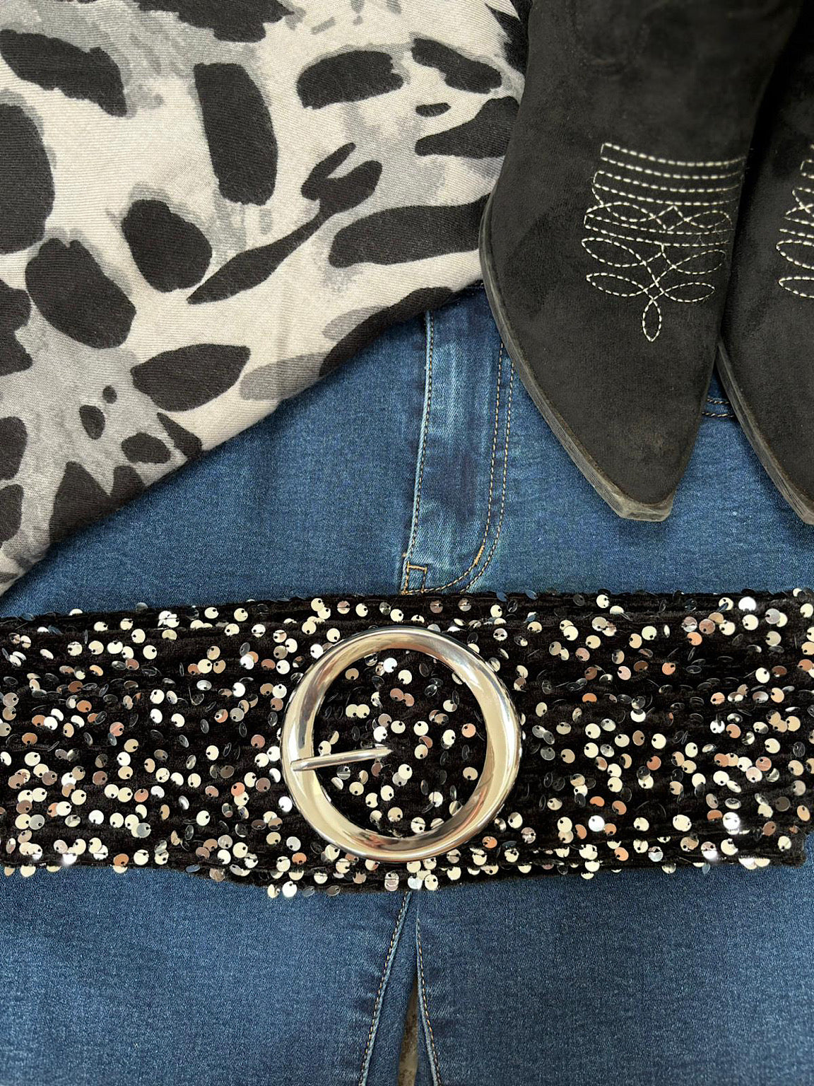 Silver Velour Style Sequin Belt Tillett s