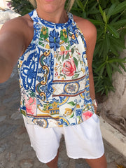 Mediterranean Halter Neck Top Jessie