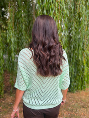 Mint Green Chevron Knit Anabelle