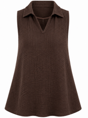 Chocolate Sleeveless Bubble Cotton Top Jean