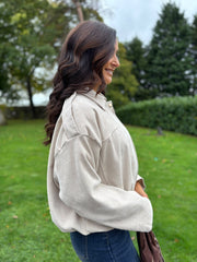 Stone Bubble Hem Bomber Jacket