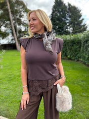 Chocolate Lace Hem Top Yasmin