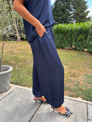 Navy Shimmer Cuffed Trousers Aubrey