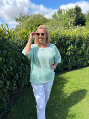 Mint Pointelle Open Knit Kyra