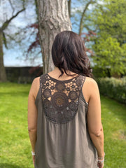 Chocolate Crochet Detail Vest Moira